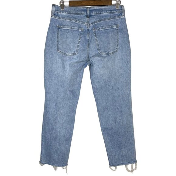 Old Navy Women's Distressed Mid-Rise Boyfriend Raw Hem Jeans Size‎ 6 - Picture 2 of 9